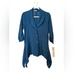 NWT Indigo Blue Brett Jacket, Size  Small Oversized